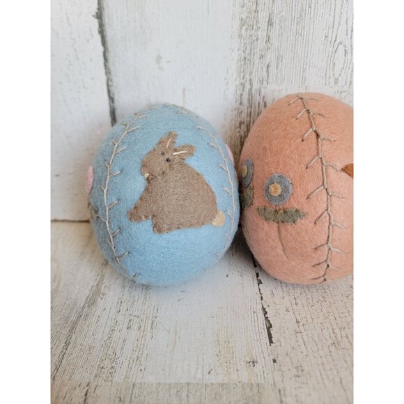 Unique felt Easter egg bunny chick flower spring home decor set - Picture 4 of 7